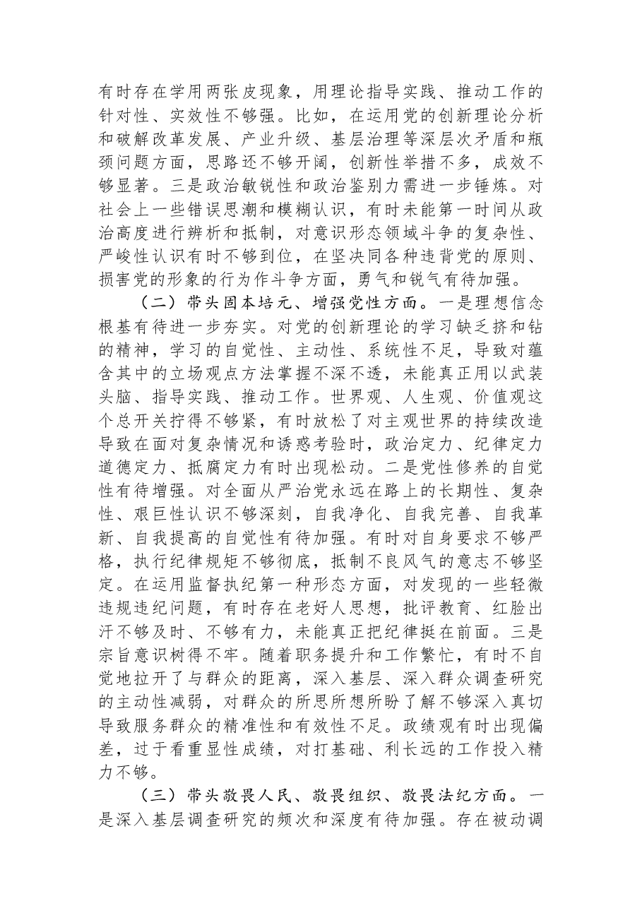 市政府党组2025年度专题民主生活会对照检查材料.docx,第3页预览