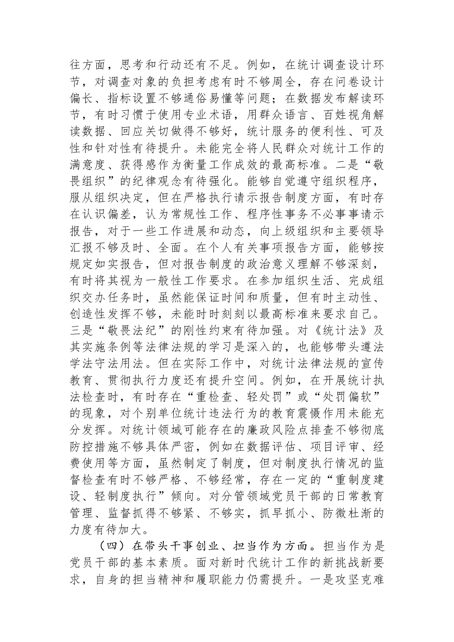 市统计局党组书记2025年度民主生活会对照检查发言材料.docx,第4页预览