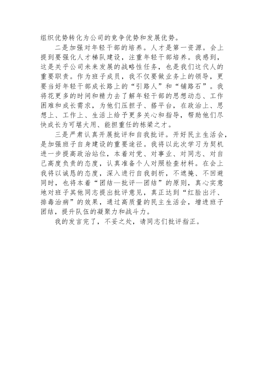 国企班子成员2025年民主生活会会前研讨发言材料.docx,第4页预览