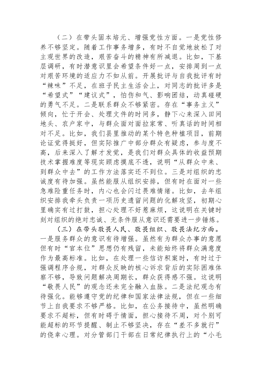 副县长2025年度民主生活会个人对照检查材料.docx，第2页预览