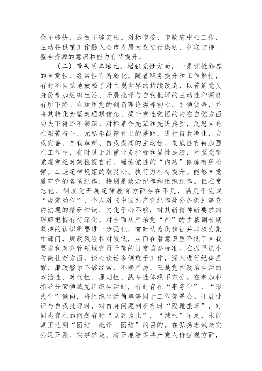 市供销社党组书记2025年度专题民主生活会对照检查材料.docx,第4页预览