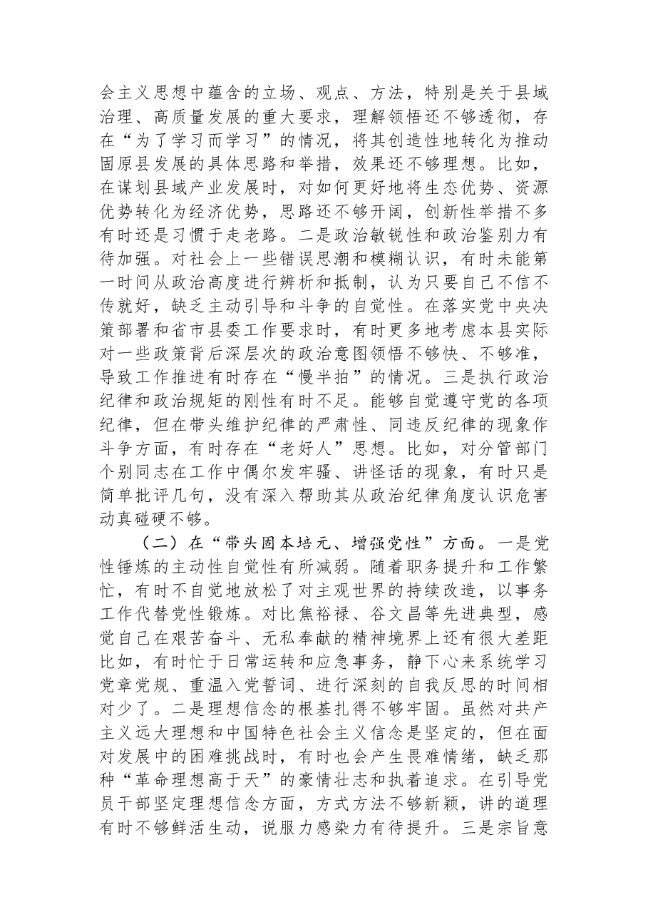 县委副书记、县长2025年民主生活会对照检查材料.docx,第2页预览