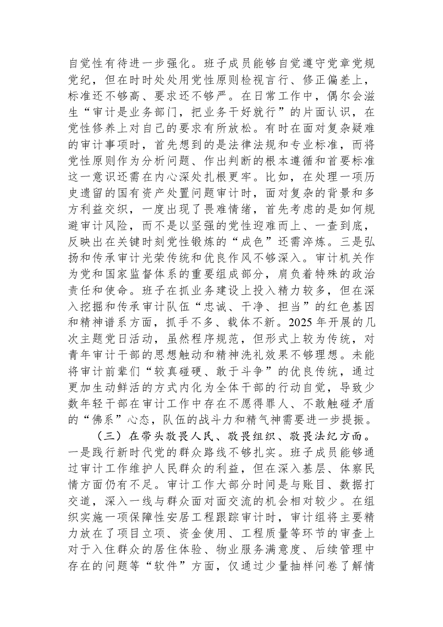 区审计局2025年度民主生活会班子对照检查材料(五个带头).docx,第3页预览