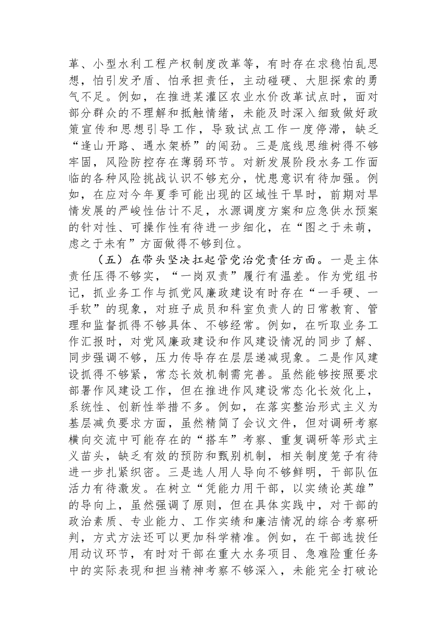 党组书记2025年度民主生活会个人对照检查材料(五个带头).docx,第4页预览