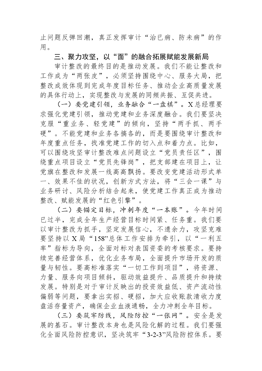 公司党委书记在审计整改专题民主生活会上的表态发言.docx,第4页预览