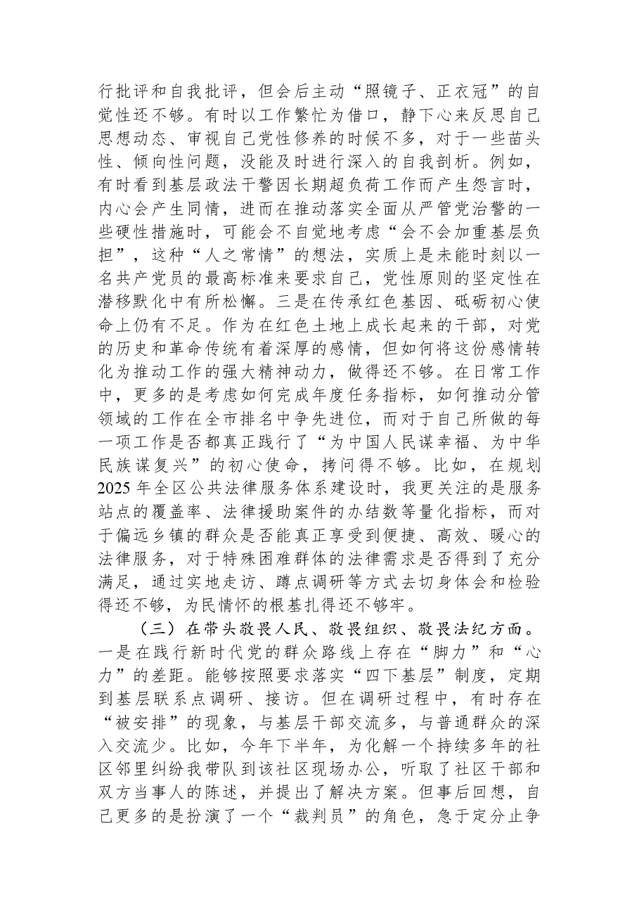 副区长、公安局长2025年度民主生活会个人对照检查材料（五个带头）.docx，第3页预览