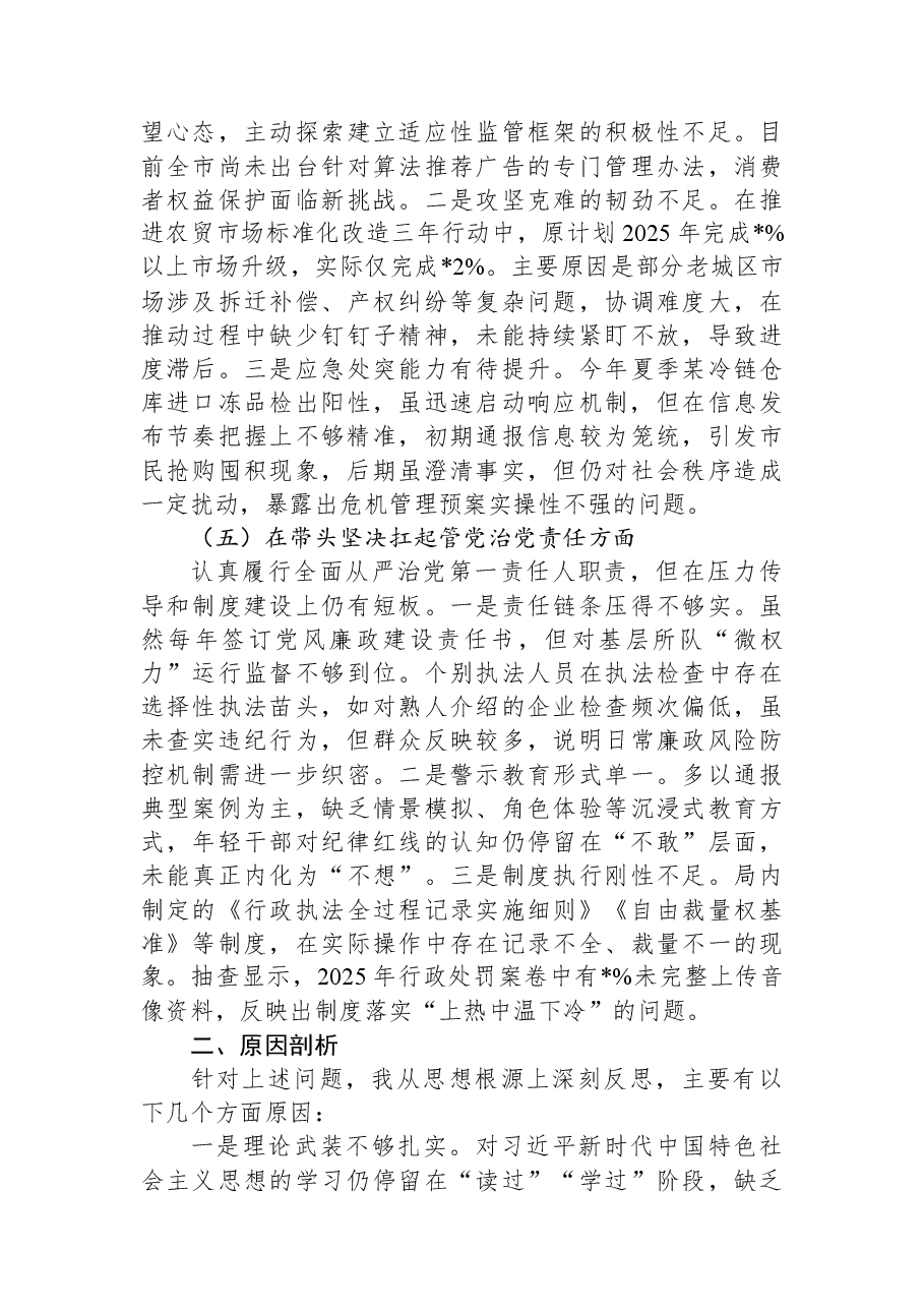 市局党组书记2025年度民主生活会对照检查报告.docx,第3页预览
