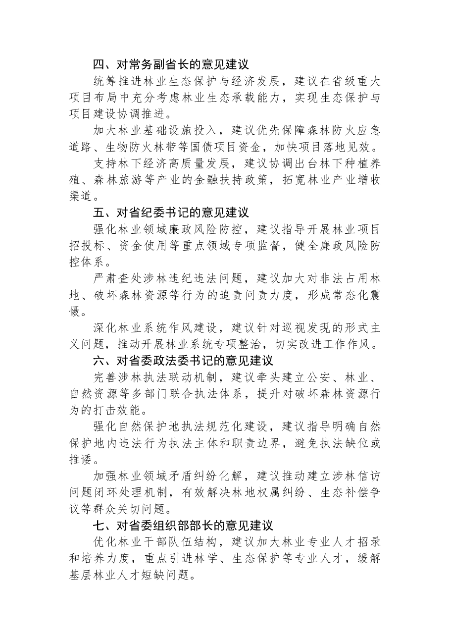 (4篇)林业局对省委常委会巡视整改民主生活会征求意见汇编.docx,第3页预览