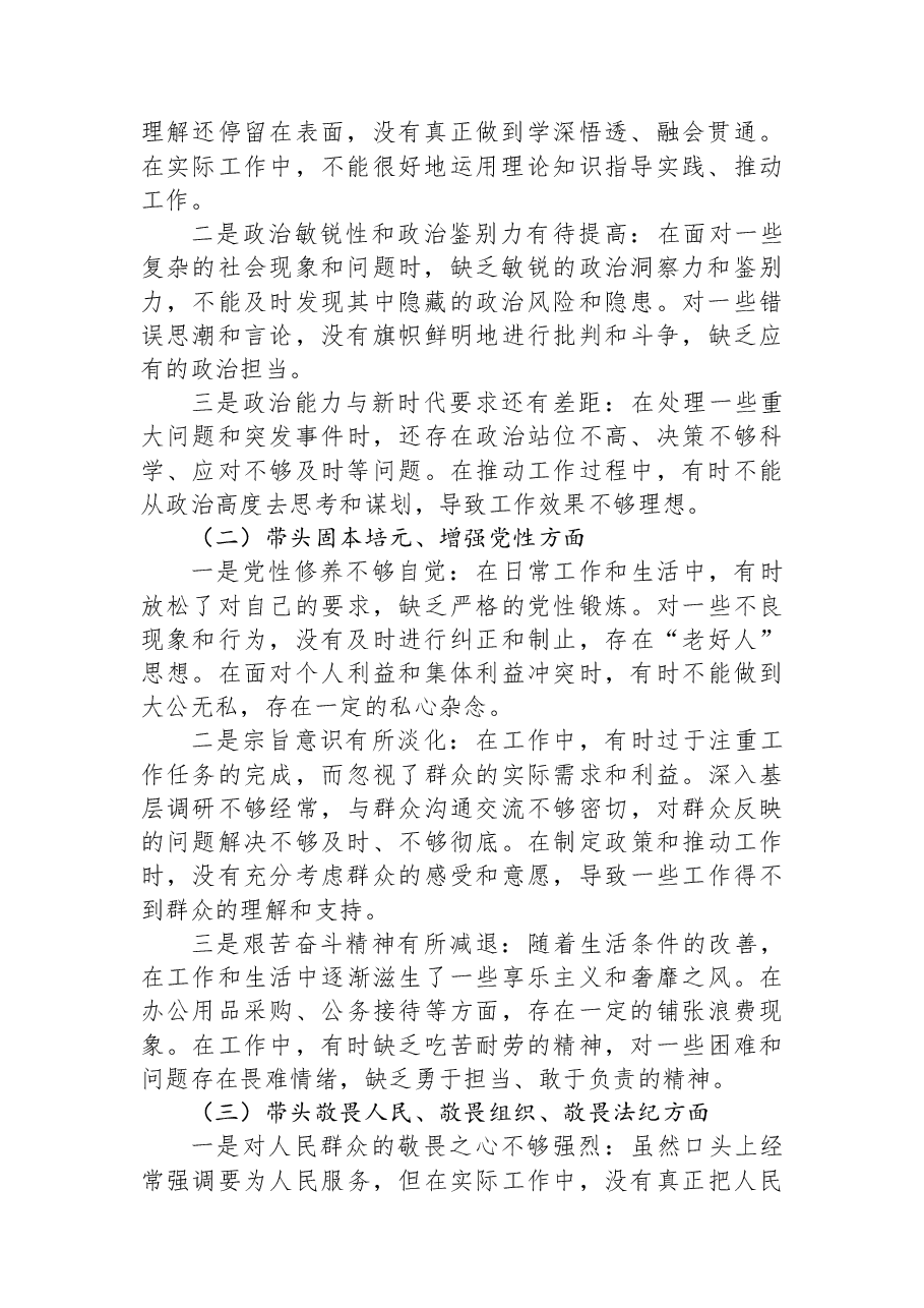 2025年乡长民主生活会对照检查发言材料(五个带头).docx,第2页预览