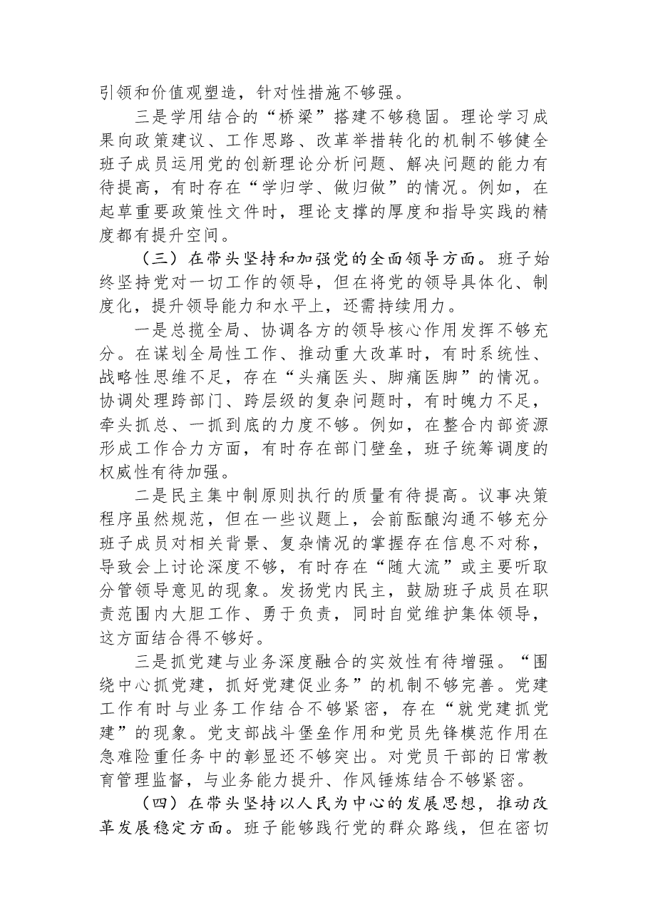 2025年度局领导班子民主生活会对照检查材料.docx,第3页预览