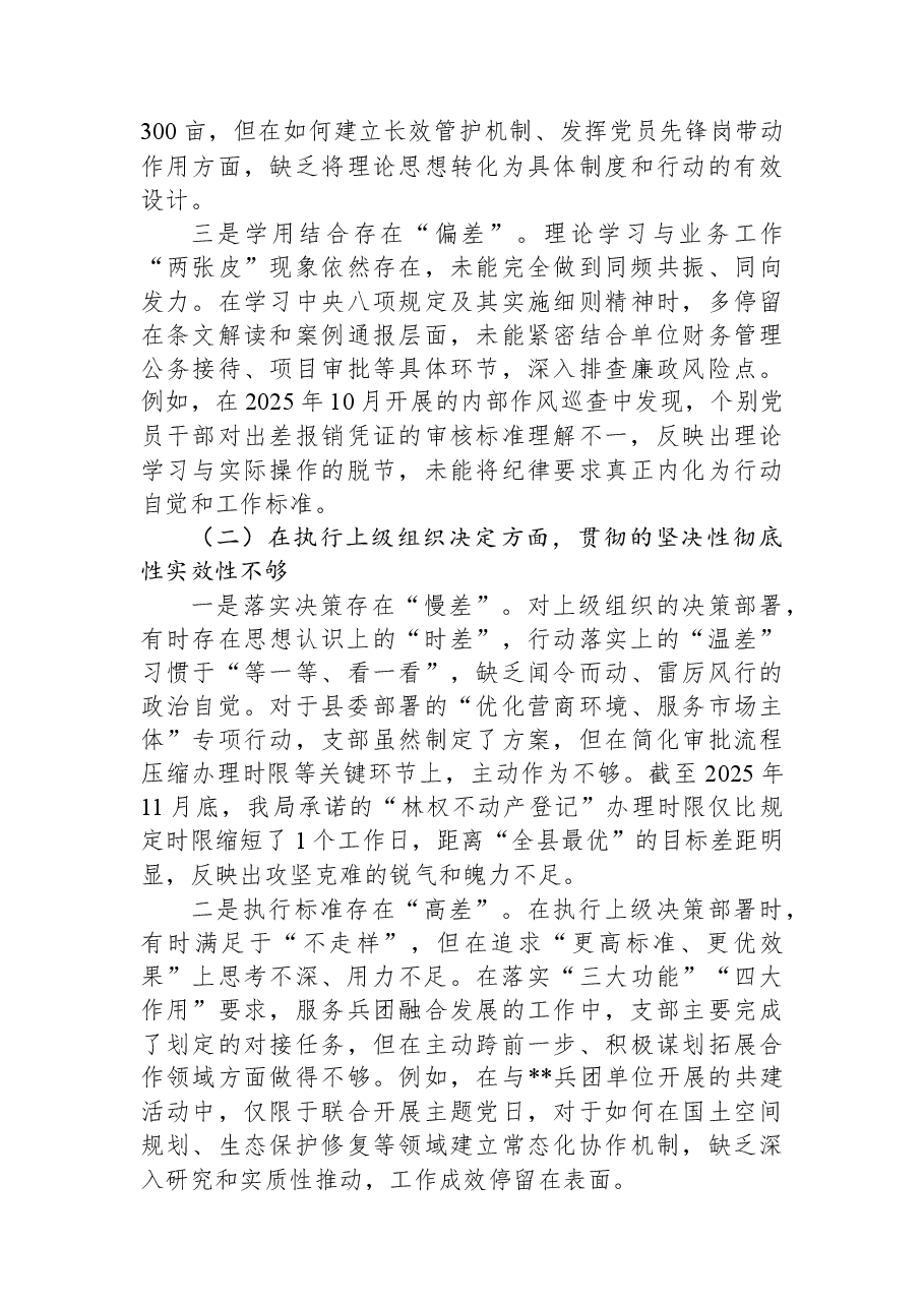 党支部2025年度组织生活会班子对照检查材料(七个对照).docx,第2页预览