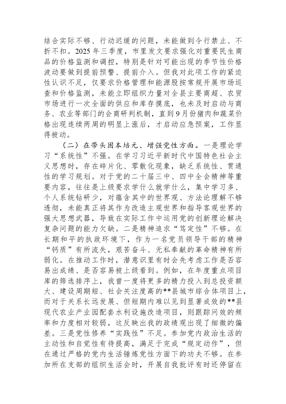 发改局副局长2025年度民主生活会个人对照检查材料（带案例）.docx，第3页预览