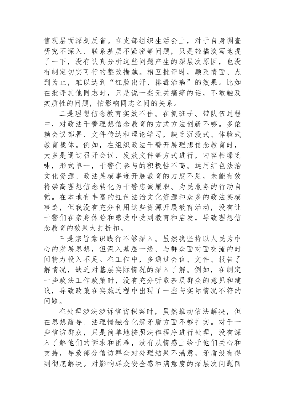 市政法委书记2025年度专题民主生活会个人对照检查材料.docx,第3页预览
