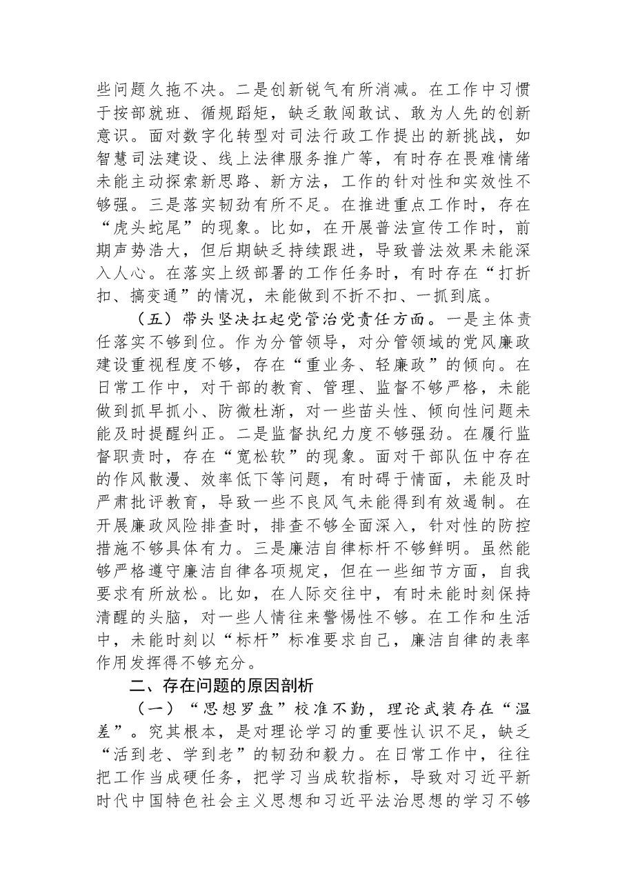 区司法局党组成员、副局长2025年民主生活会个人对照检查材料.docx，第3页预览