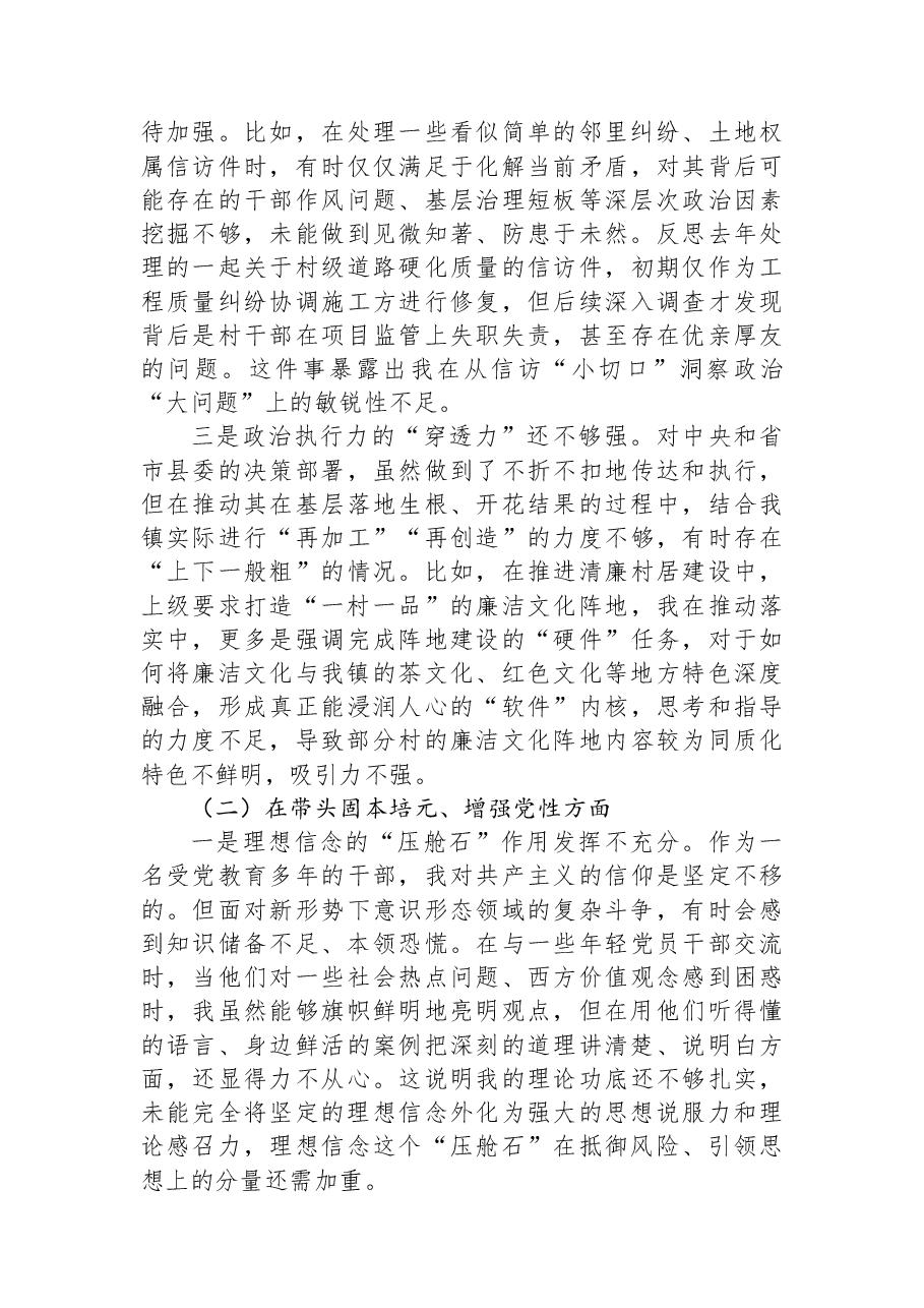镇纪委书记2025年度民主生活会个人对照检查材料.docx,第2页预览