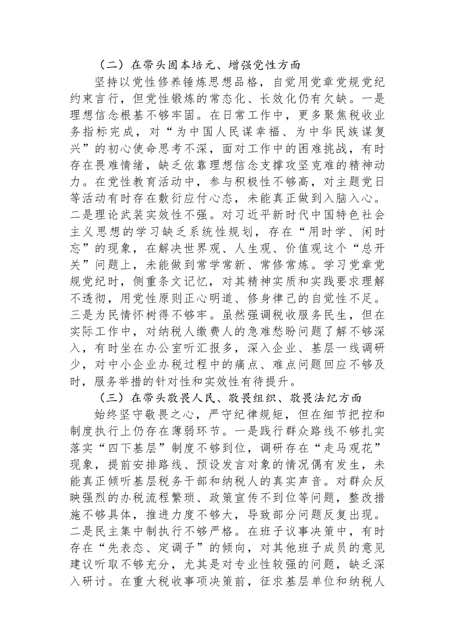 (2篇)市税务局局长2025年度民主生活会对照检查材料汇编.docx,第3页预览