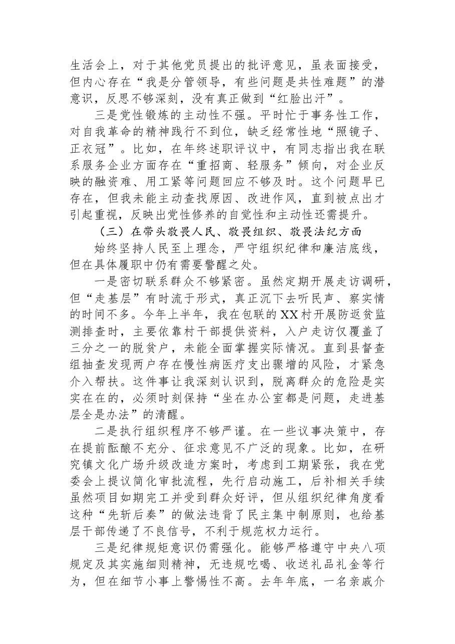 2025年度民主生活会个人对照检查材料(5个带头).docx,第3页预览