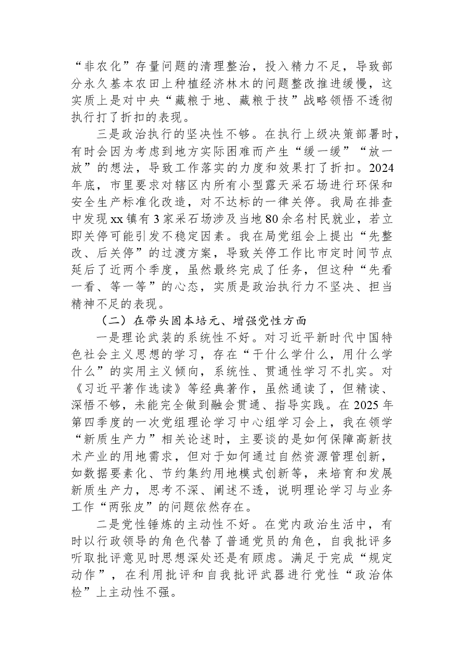 （3篇）党组书记2025年专题民主生活会对照检查材料汇编.docx，第3页预览
