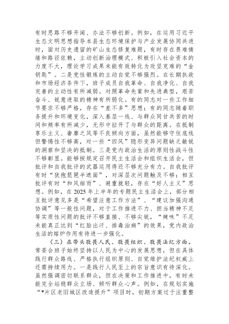 县委常委会领导班子2025年度专题民主生活会对照检查材料.docx,第3页预览