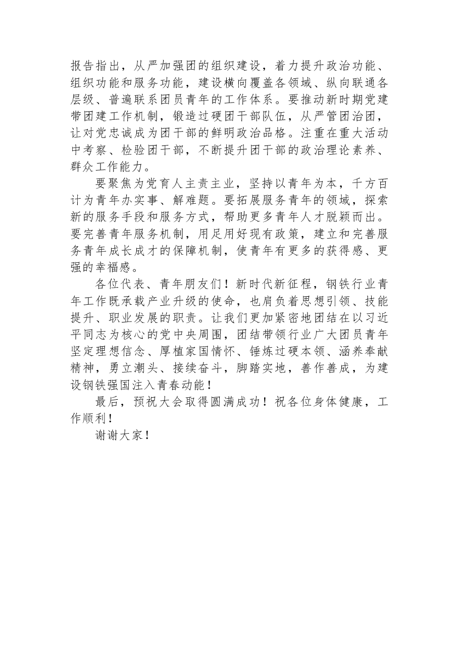 在全钢团指委x届x次全会暨全国钢铁行业青年工作年会上的讲话.docx,第4页预览