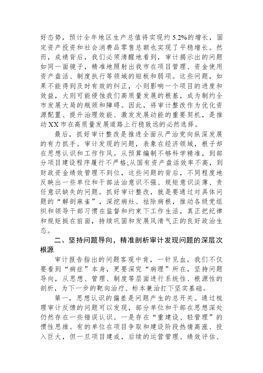 在XX市全市经济责任审计反馈问题整改推进会上的讲话.docx,第2页预览