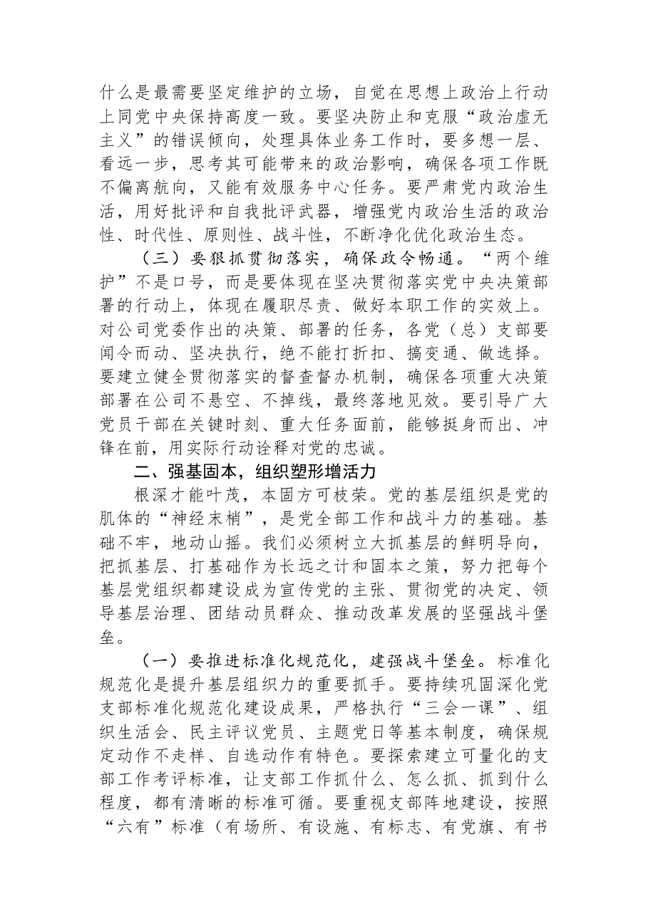 公司党委书记在2025年度党(总)支部书记述职评议会上的讲话.docx,第3页预览