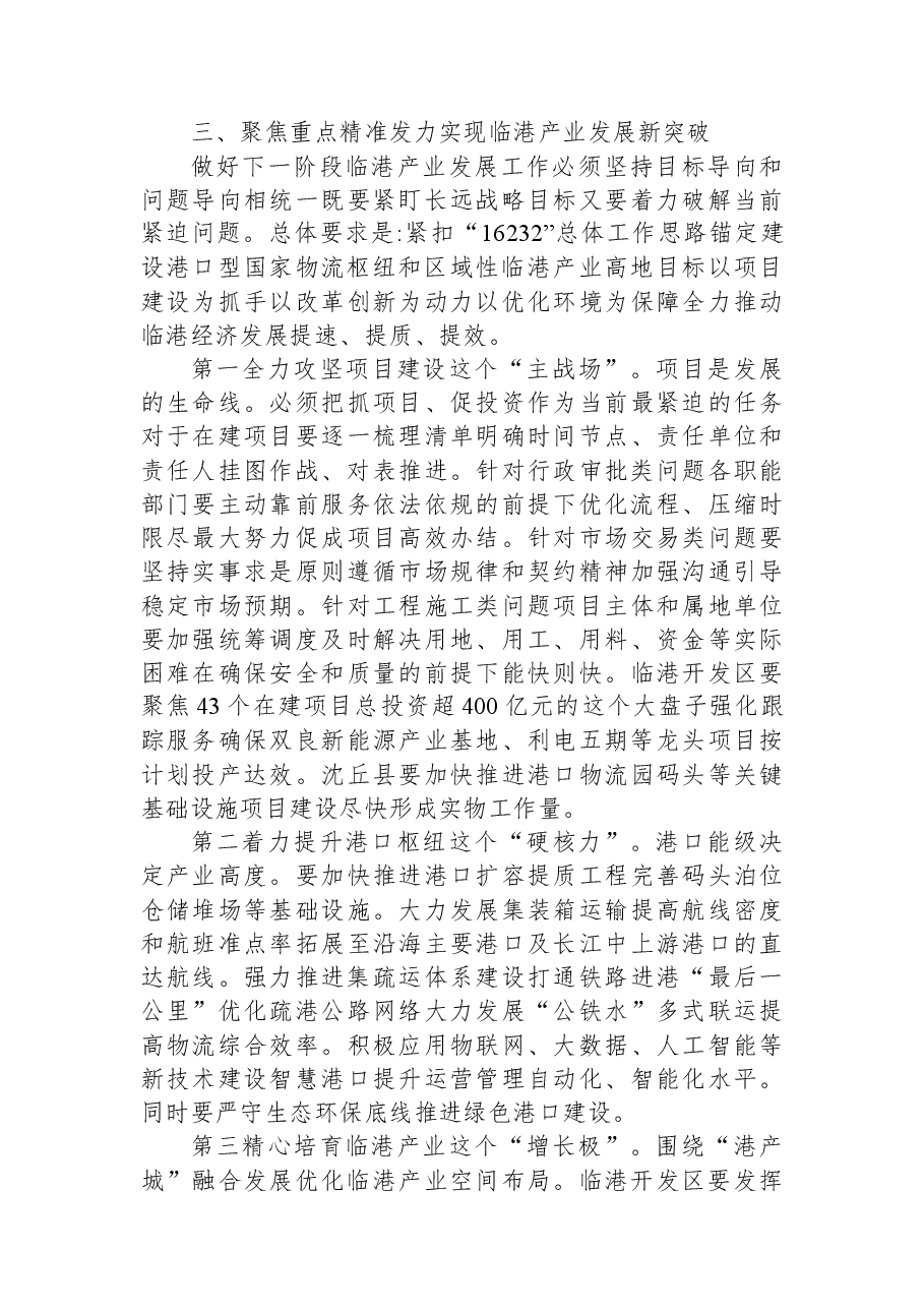 在XX市临港产业发展工作推进会上的讲话.docx,第3页预览