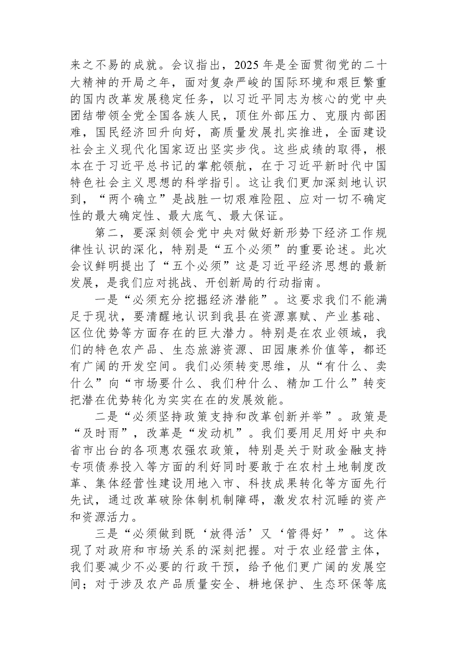 县政府机关在扩大会议传达学习中央经济工作会议精神上的讲话稿.docx,第2页预览