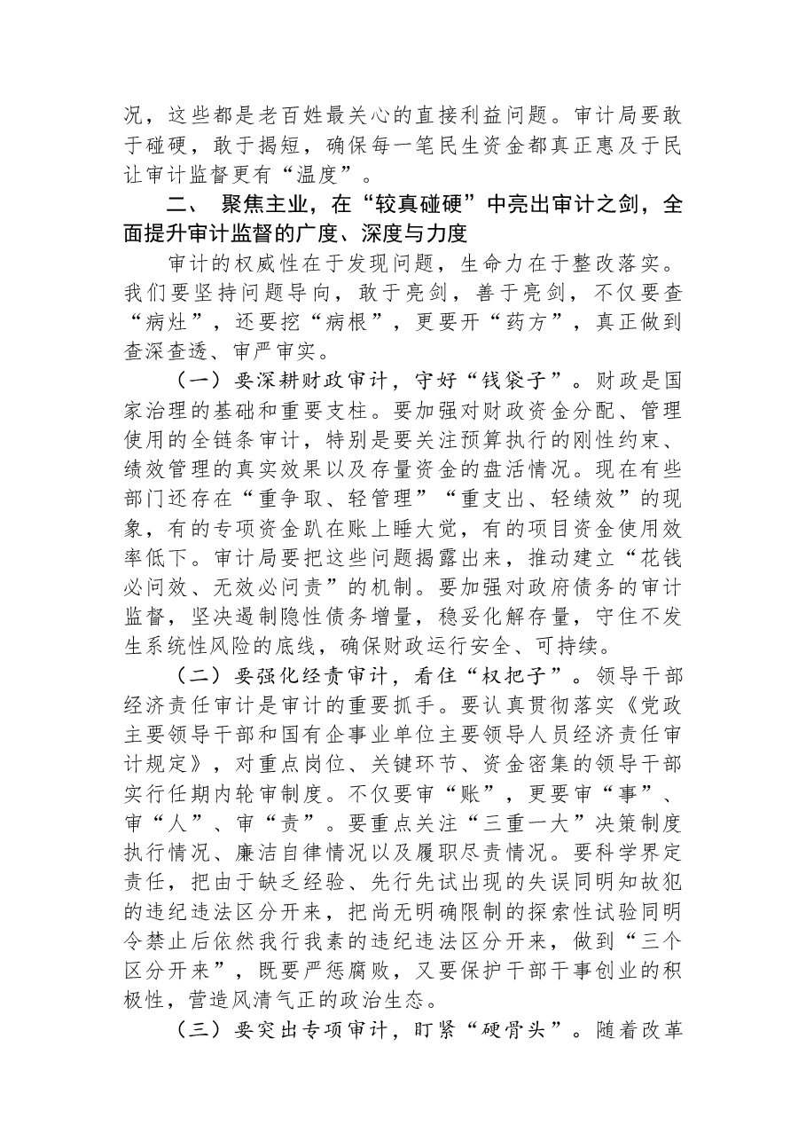 常务副区长在区审计局全体人员会议上的讲话.docx,第3页预览