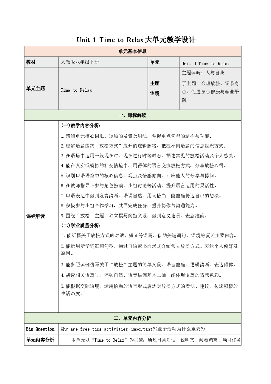 2026年课件-(人教版2026新教材)英语八年级下册Unit 1 大单元教学设计-新版.docx,第1页预览