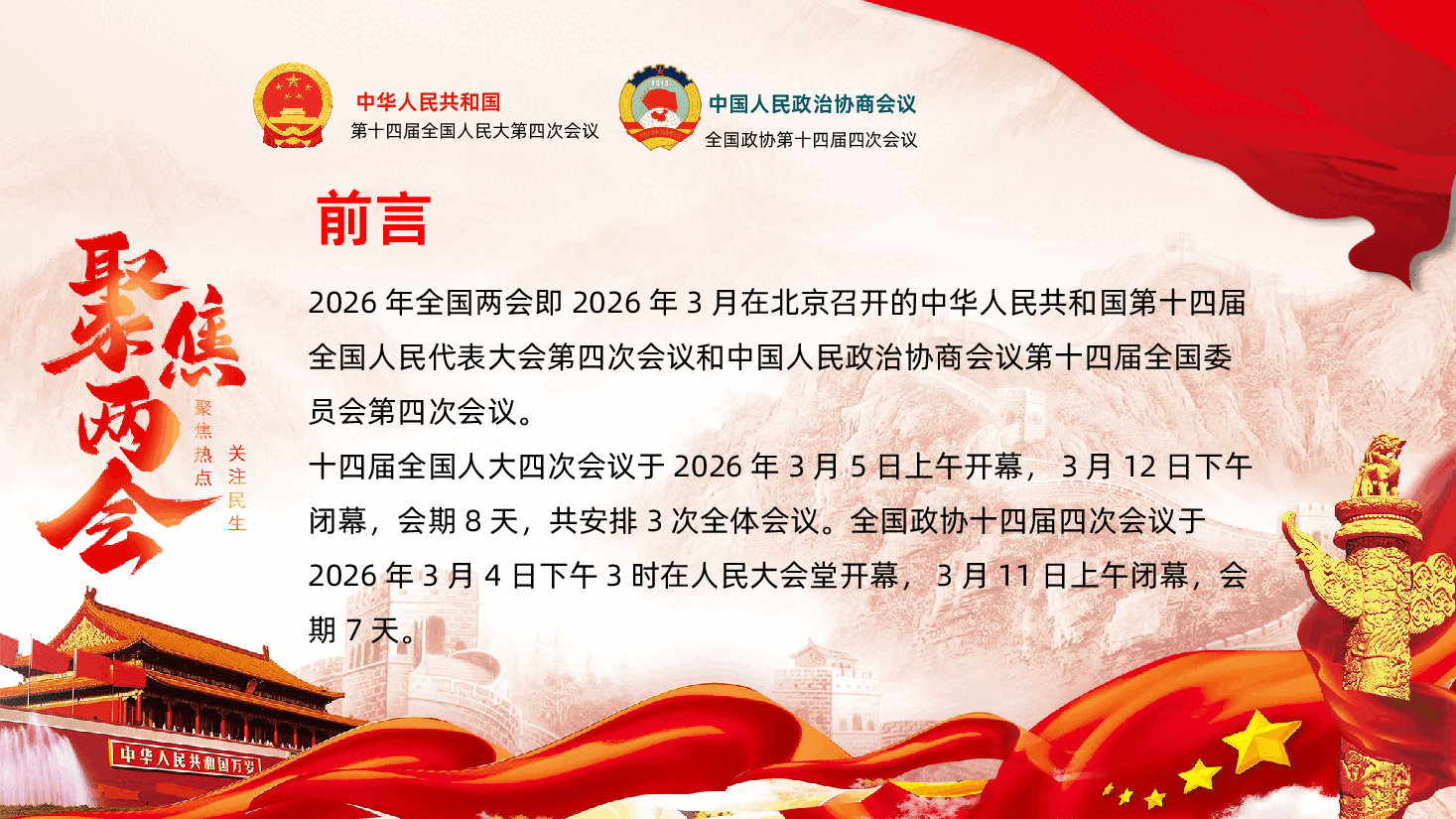 聚焦两会关注民生PPT《数字解读2026年两会政府工作报告》.pptx,第2页预览