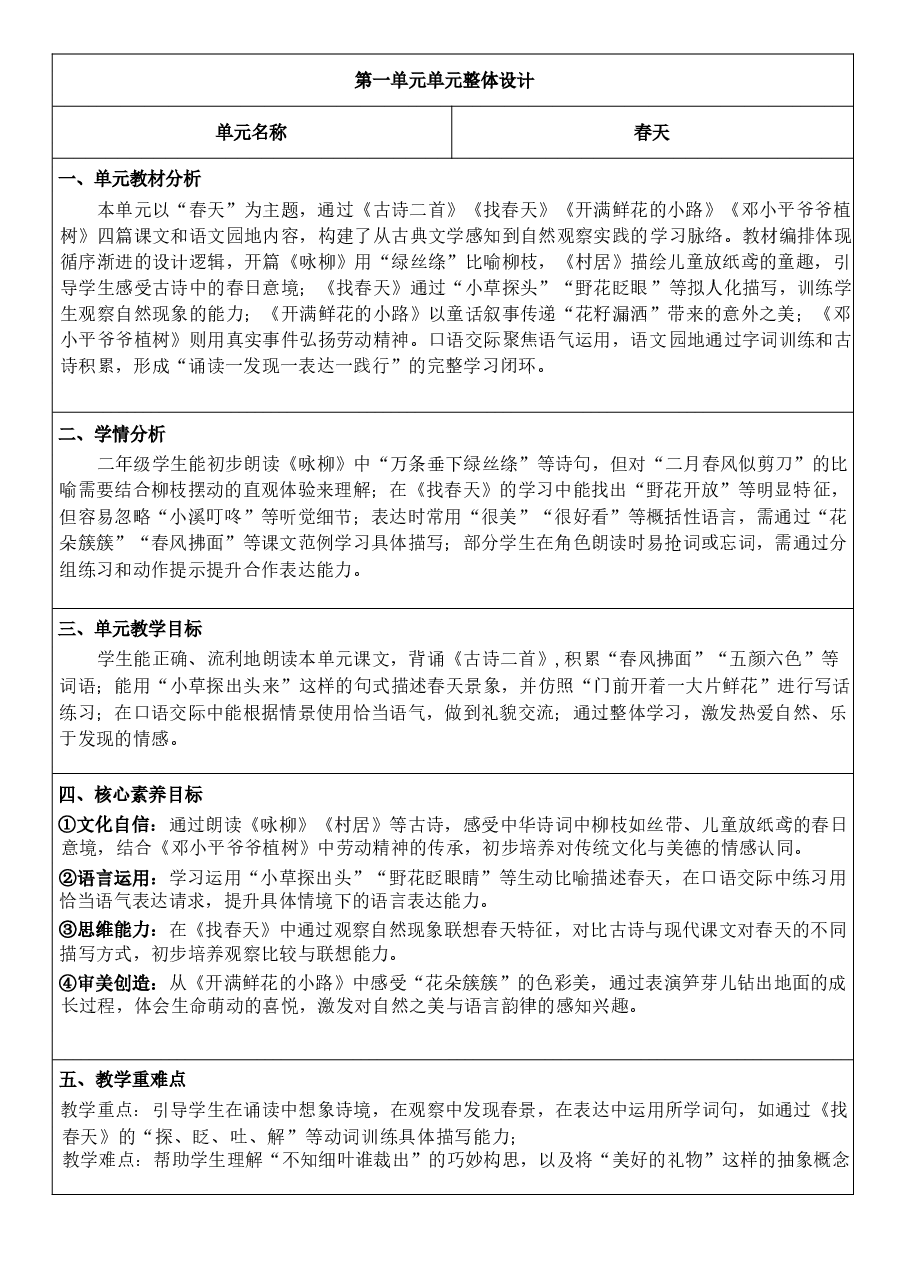 2026年(新教材)2026年春期部编人教版二年级下册语文全册核心素养教案-合集.docx,第1页预览