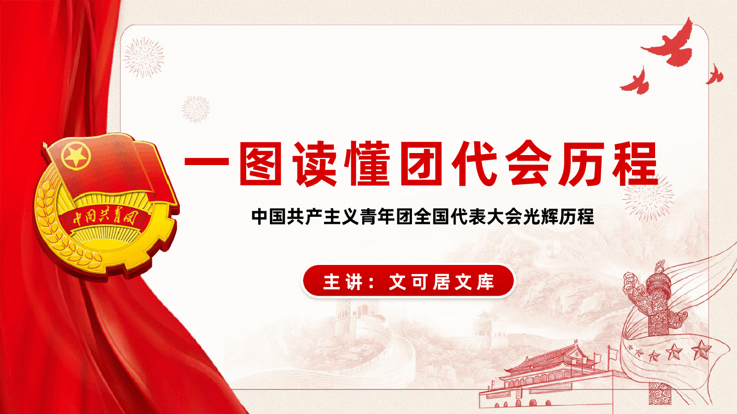 团课辅导PPT《一图读懂团代会历程：中国共产主义青年团全国代表大会光辉历程》.pptx，第1页预览
