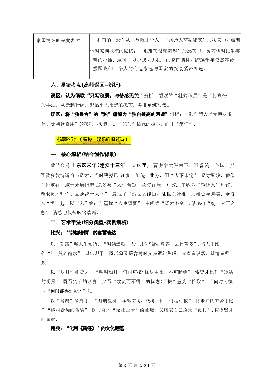 2026年高考语文复习：课内古诗词重点篇目考点讲义.docx，第4页预览