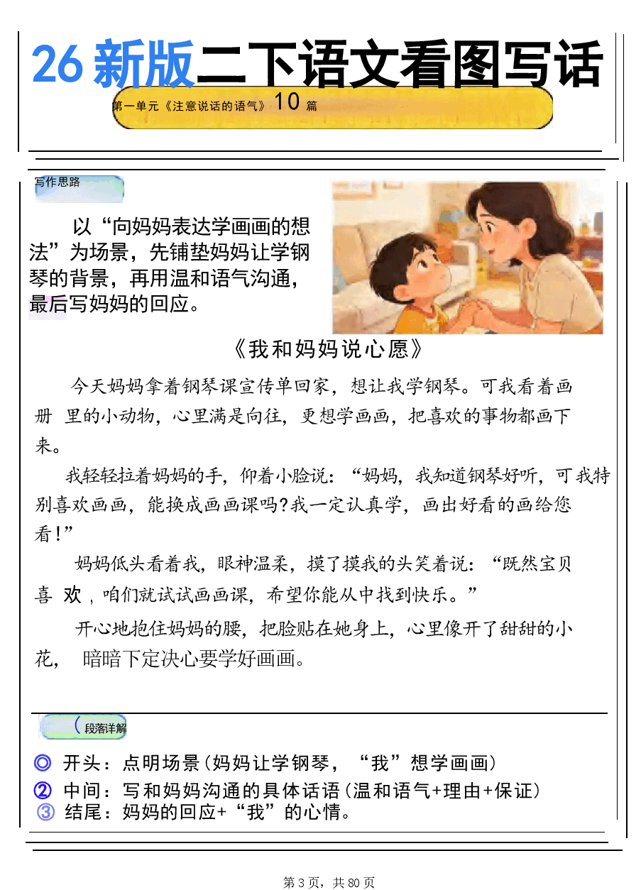 2026年【新二下语文1-8单元同步看图写话范文80篇(80页).docx,第3页预览