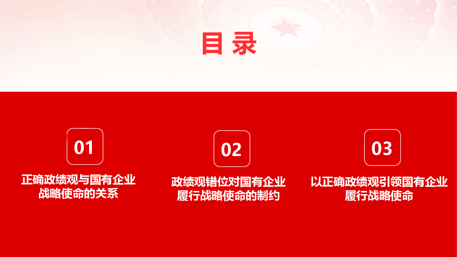 国有企业政绩观学习教育辅导授课《树立和践行正确政绩观 有效履行国企战略使命》(PPT+文字稿).pptx,第3页预览