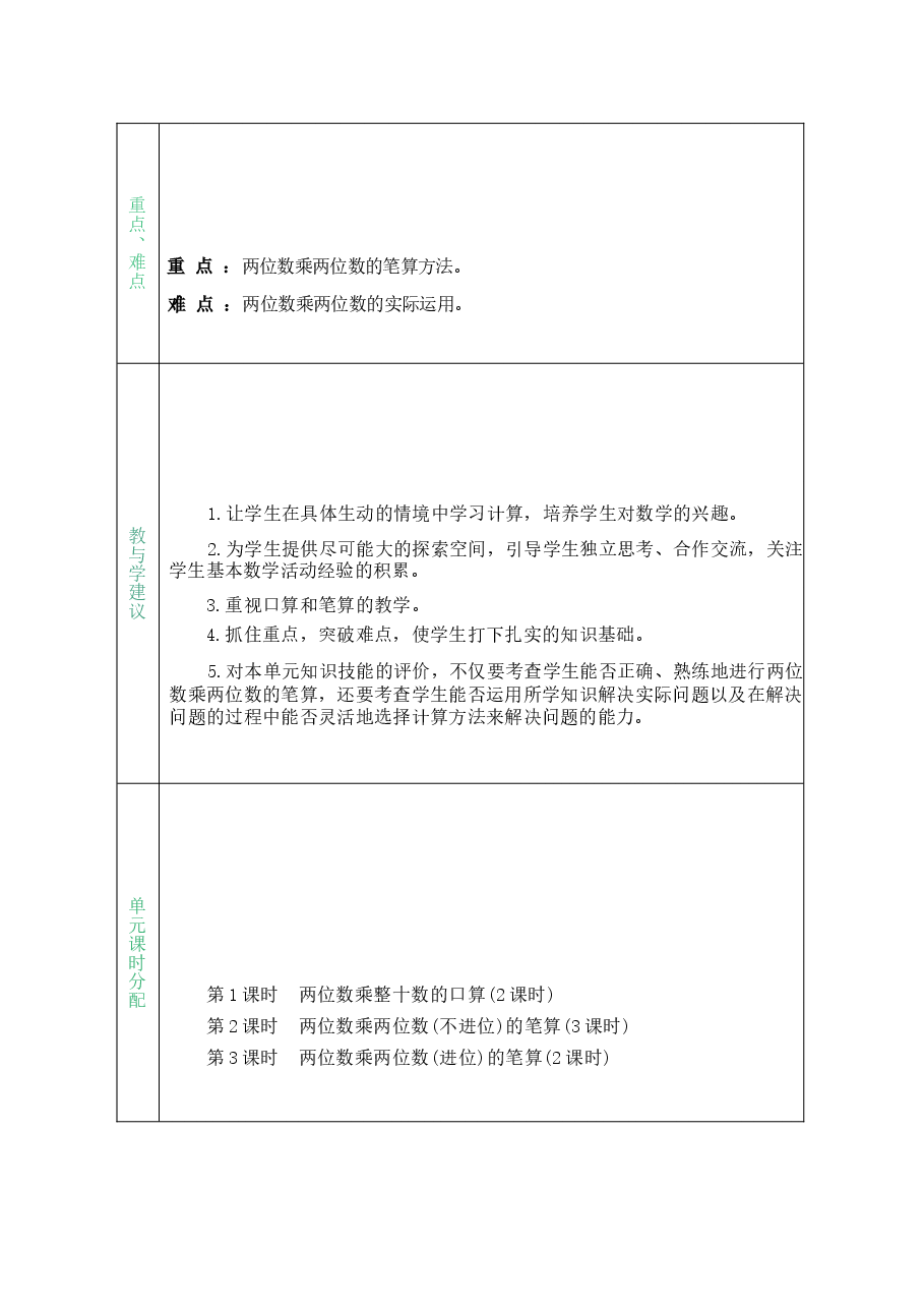 2026年(青岛版新教材)数学三年级下册全册数学教学设计新版.docx,第2页预览