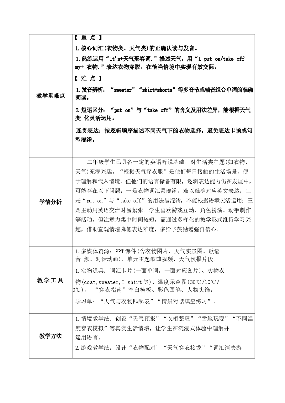 新版英语二年级下册全册教学设计(人教版新教材2027).docx,第2页预览