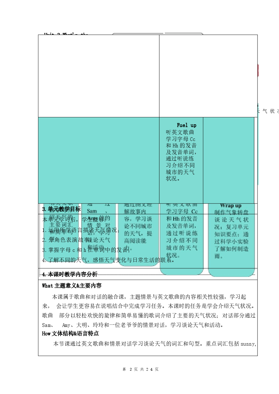 2026新版【新教材】外研版(2024)四年级上册英语Unit 3 What’s the weather like? 教案.docx,第2页预览
