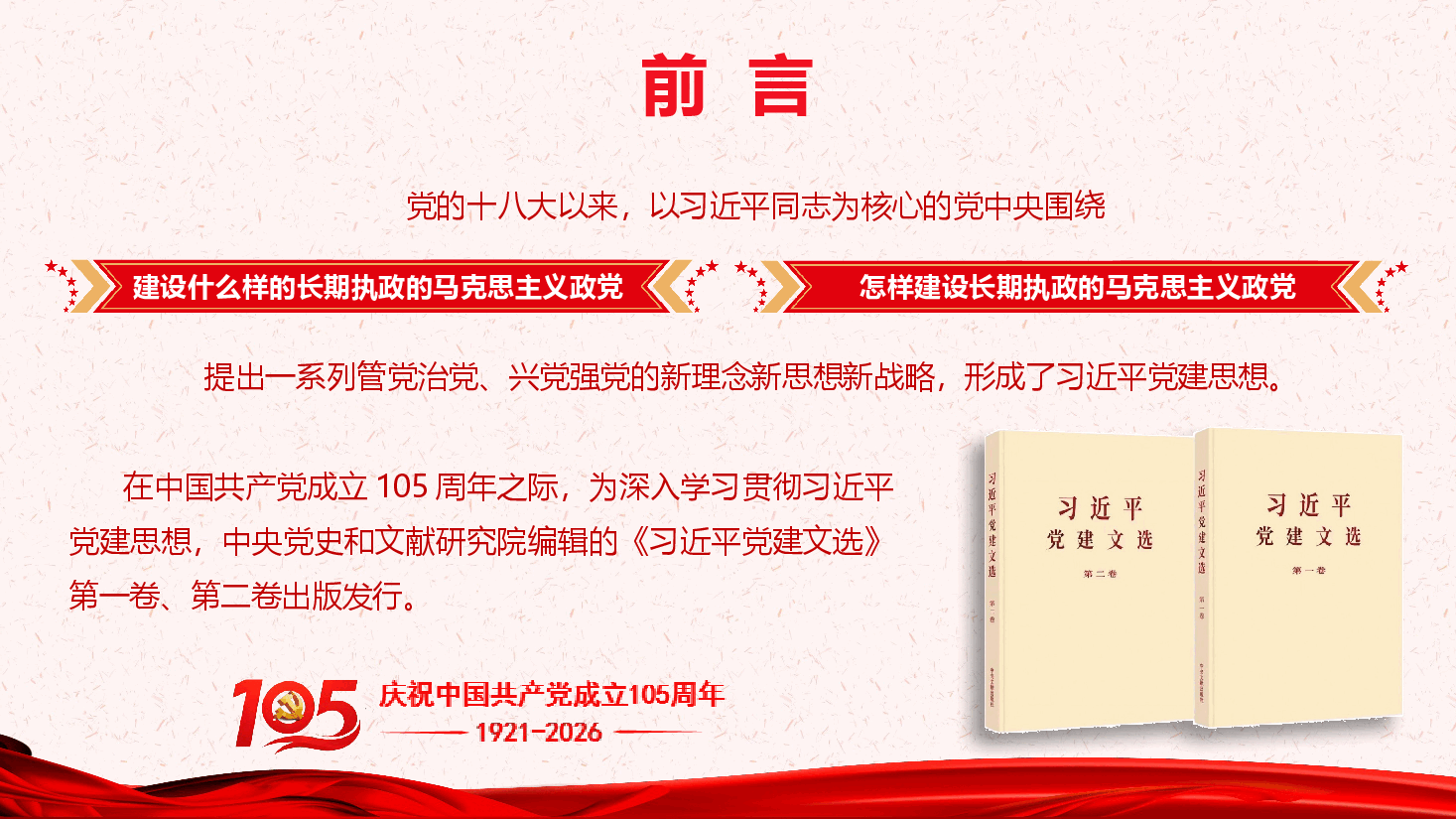 《习近平党建文选》第一卷、第二卷主要篇目学习(附文稿).pptx,第2页预览