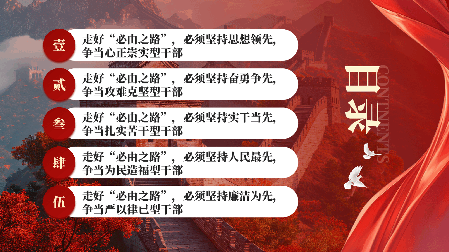 红色争当五型干部走好必由之路五个必由之路干部专题思想教育PPT党课.pptx,第4页预览