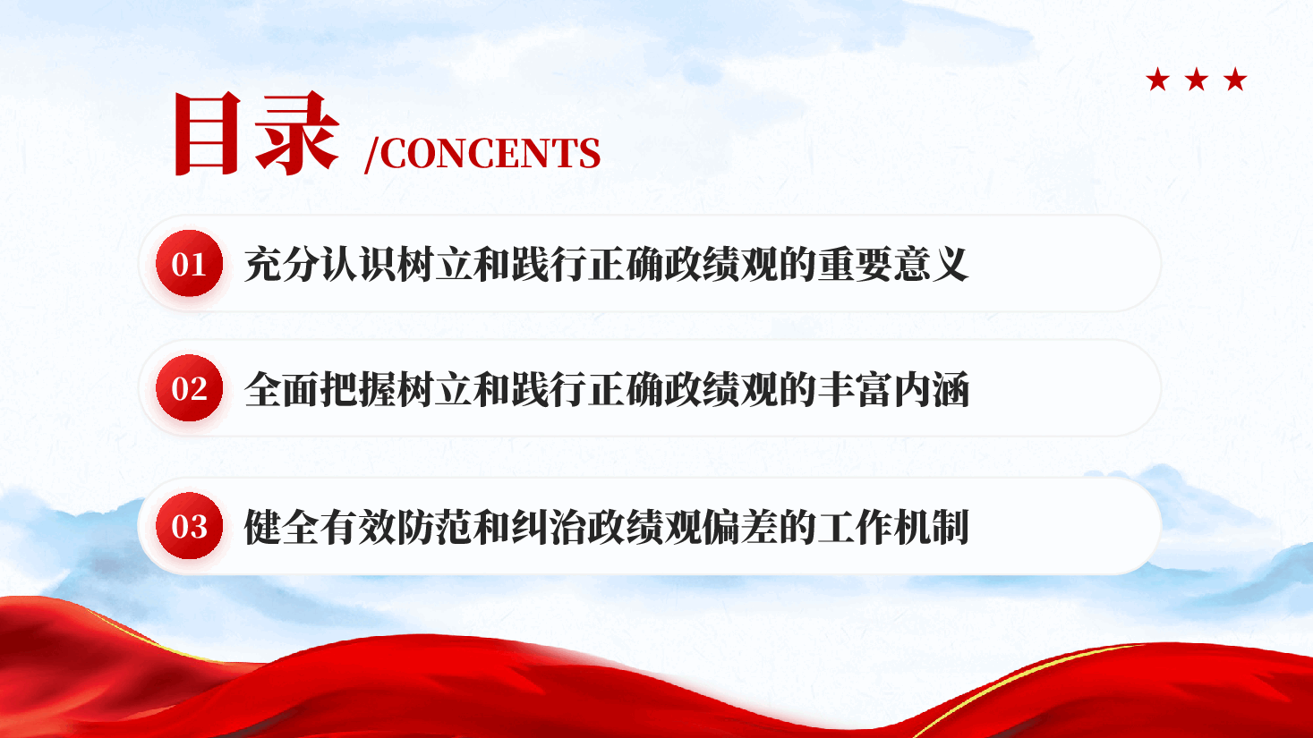 红色领导干部要树立和践行正确政绩观PPT党课.pptx，第3页预览