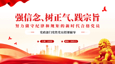 红色强信念树正气践宗旨努力做守纪律和规矩的新时代合格党员党政部门党性党员授课辅导.pptx
