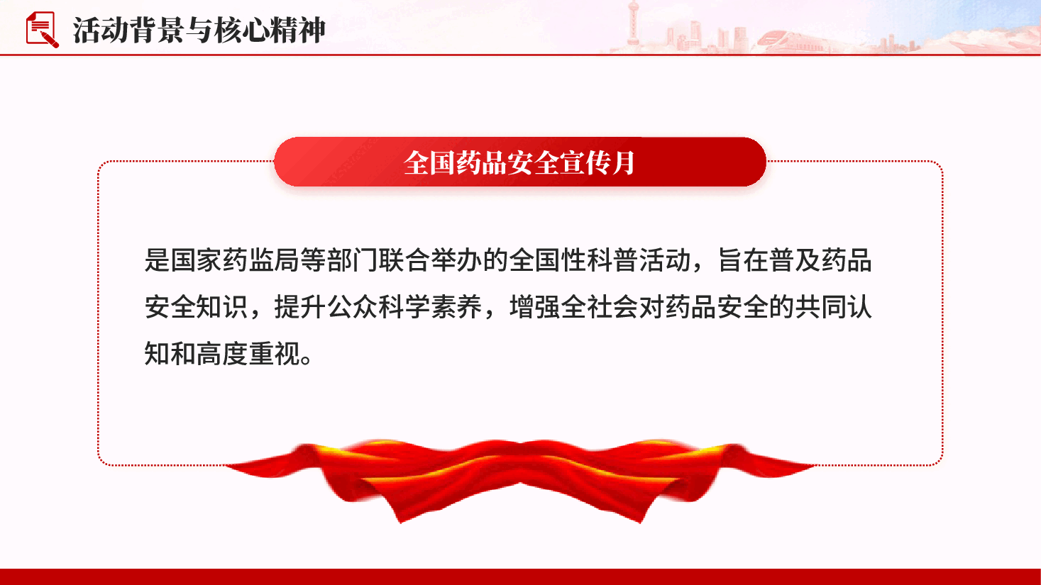 红色全国药品安全宣传月安全用药守护健康PPT党课.pptx，第4页预览