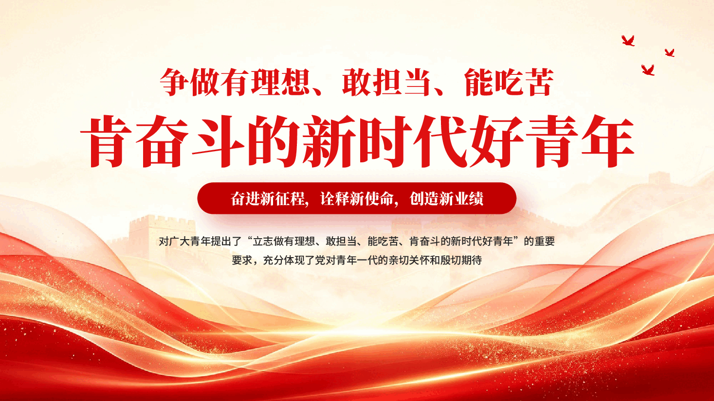 红色争做有理想敢担当能吃苦肯奋斗的新时代好青年专题党课PPT.pptx,第1页预览