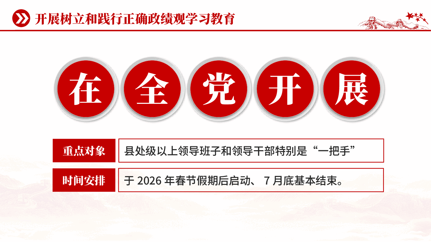 红色树立和践行正确政绩观党员干部政绩观学习教育党课PPT.pptx，第3页预览