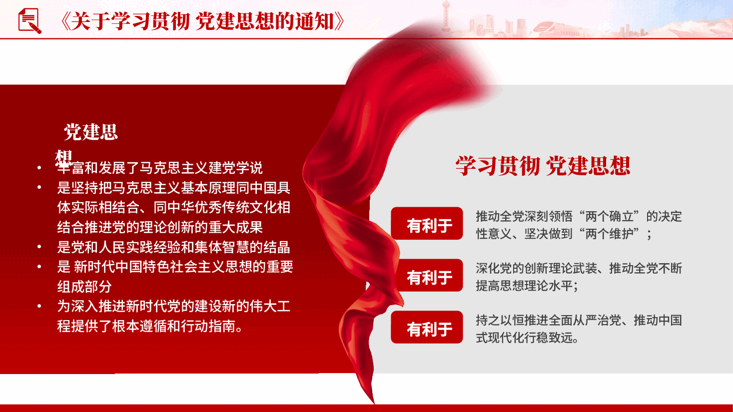 红色关于学习贯彻党建思想的通知学习贯彻党建思想专题党课PPT.pptx,第4页预览