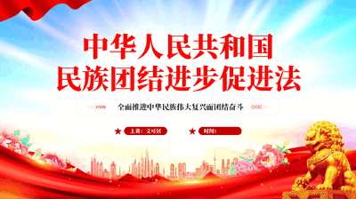 红色中华人民共和国民族团结进步促进法全面推进中华民族伟大复兴而团结奋斗专题党课PPT.pptx