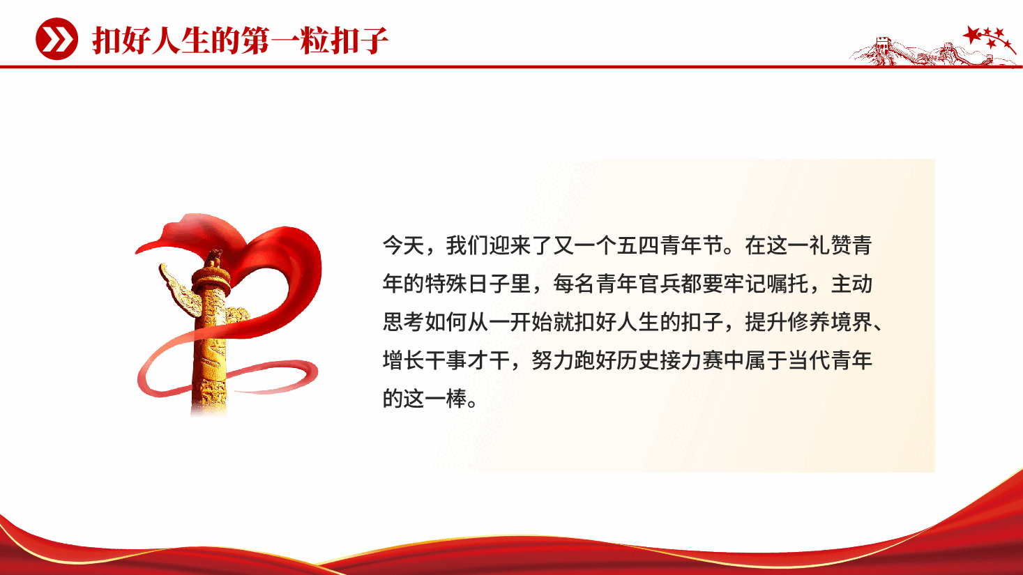 红色扣好人生的第一粒扣子部队官兵价值观思想教育党课PPT.pptx,第3页预览