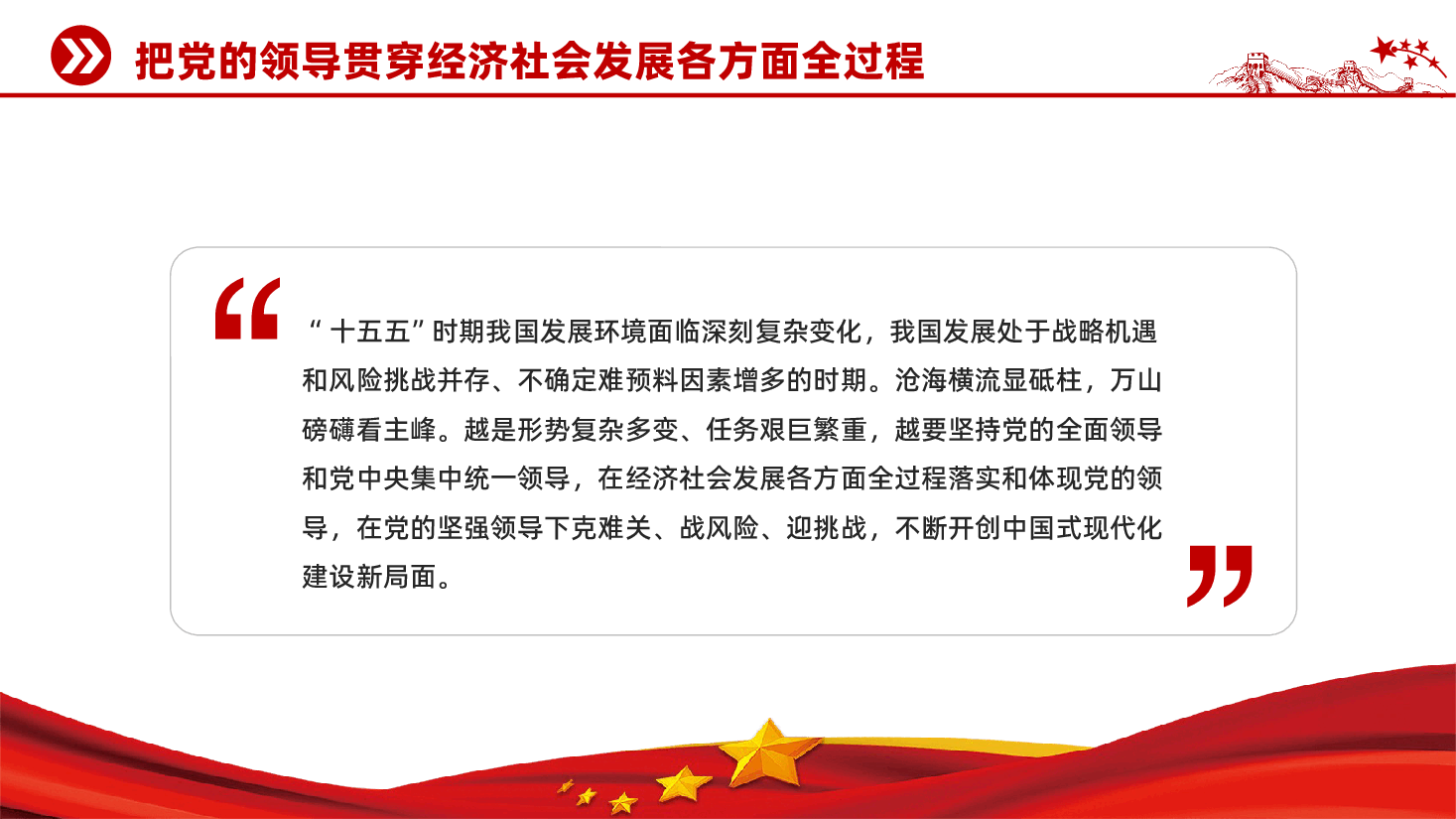 红色把党的领导贯穿经济社会发展各方面全过程推动十五五时期经济社会高质量发展党课PPT.pptx，第4页预览